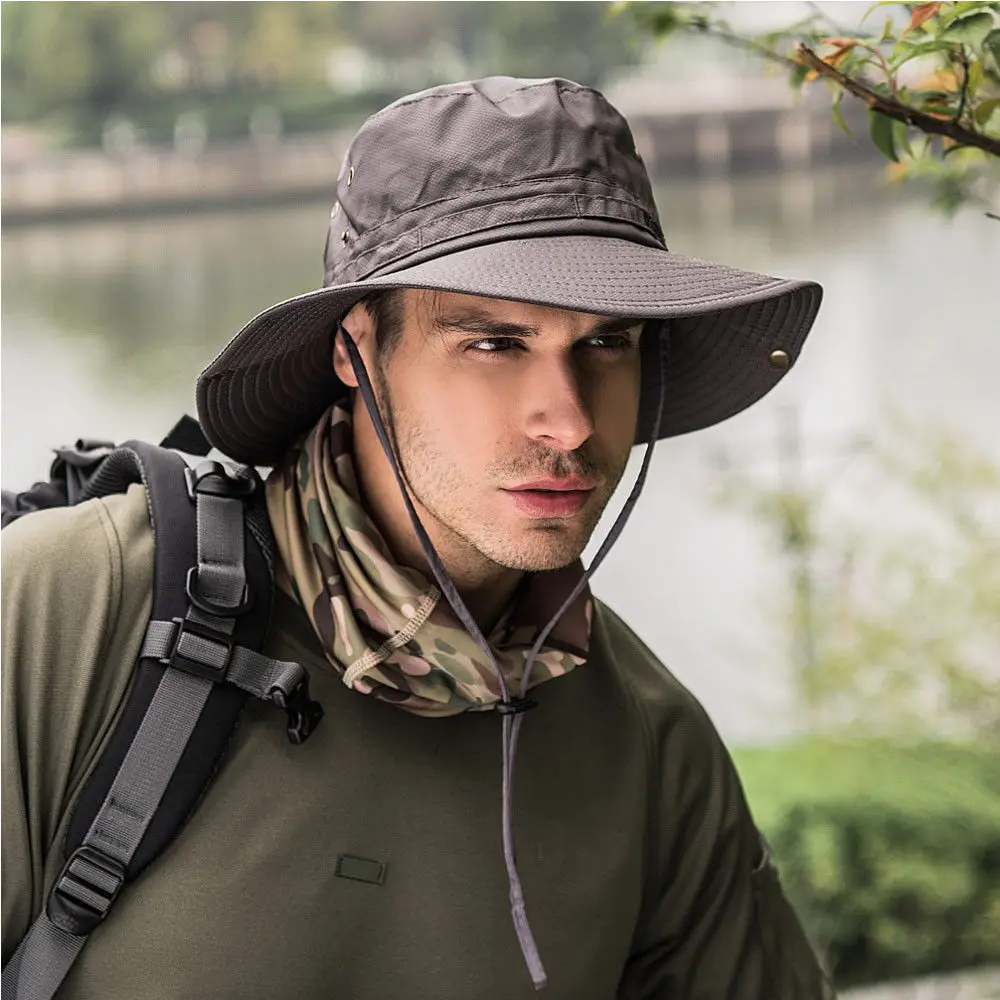 

Boonie Bucket Hat Cap Fishing Hunting Safari Summer Men Sun Hat Fisherman’s Hat Men and Women Outdoor Caps Straw Bucket Hat