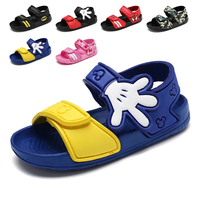 

New 2018 Cartoon Leisure Spiderman Batman Boy Girl Beach Skateboard Sandals Children's Antiskid Shoes