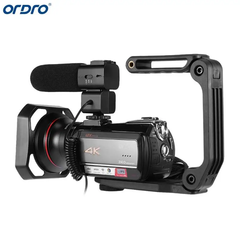 Ordro AC5 в формате 4 K UHD, цифровой видео фотоаппаратов и видеокамер с переменным фокусным расстоянием 12X FHD 24MP Wi-Fi ips Сенсорный экран цифровой опт...