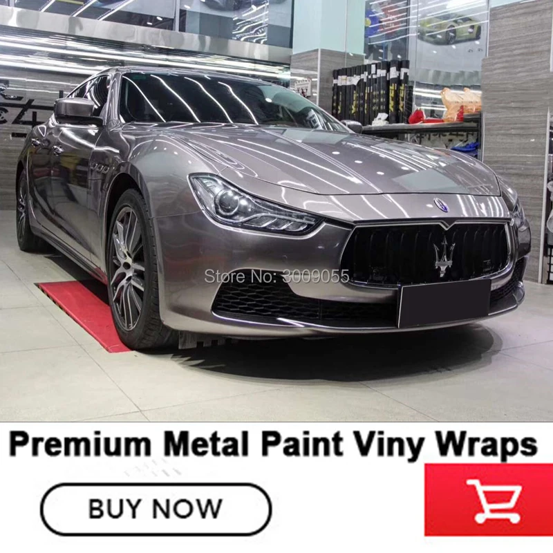 

Premium series glossy metallic wrap with airrelease channels solvent based low initial tack adhesive ash grey vinyl wrap