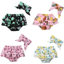 Шорты с цветочным рисунком для новорожденных девочек; комплект одежды с повязкой на голову