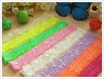 

Free Shipping 30pcs /lot 12 colors 1.2" Stretcher Elastic Lace Hair Band Headbands Girls Headwear