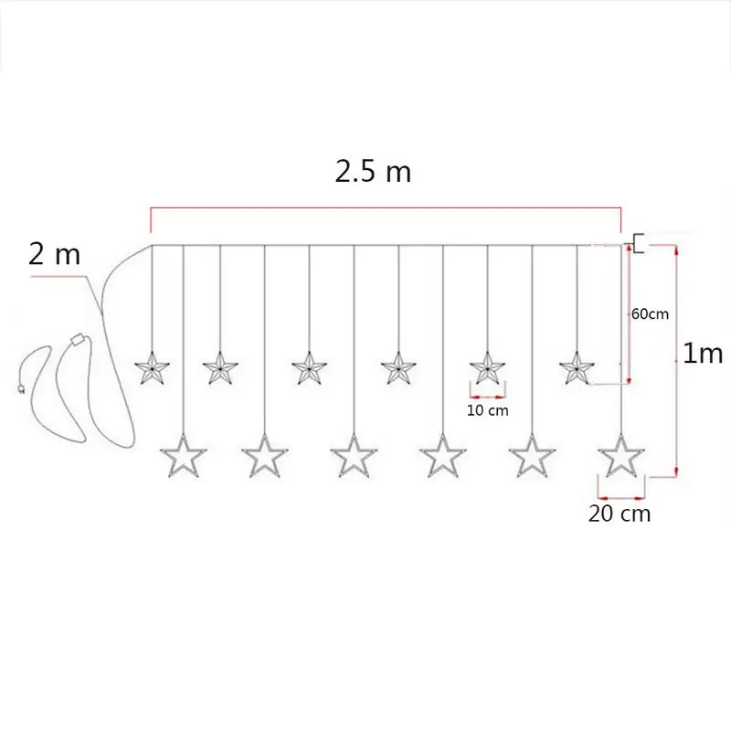 2,5 м Рождественский светодиодный светильник-гирлянда s Романтический Сказочный светильник-занавеска со звездами для праздника, свадьбы, вечерние гирлянды, Декоративный Рождественский светильник
