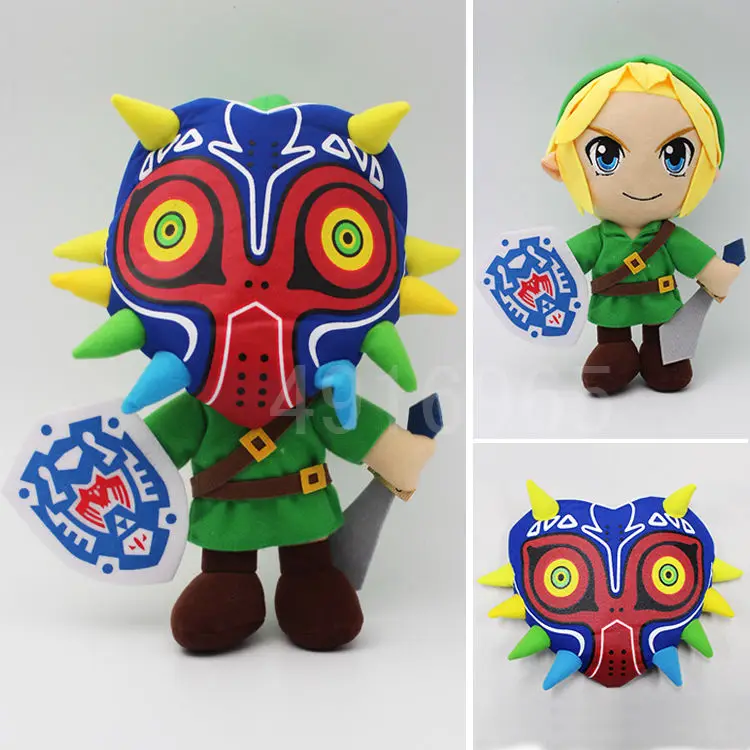 

OHCOMICS 23*30CM Game The Legend of Zelda Link Majora Mask Mosaic Shield Sword Stuffed Plush Toys Dolls Cushion Figure Kid Gifts