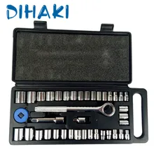 40 шт./компл. ремонта вручную гаечные ключи Tool Набор карбоновых Сталь 1/" 3/8" регулируемый рукав разъем адаптера Ratchet Инструменты для ремонта автомобилей чехол