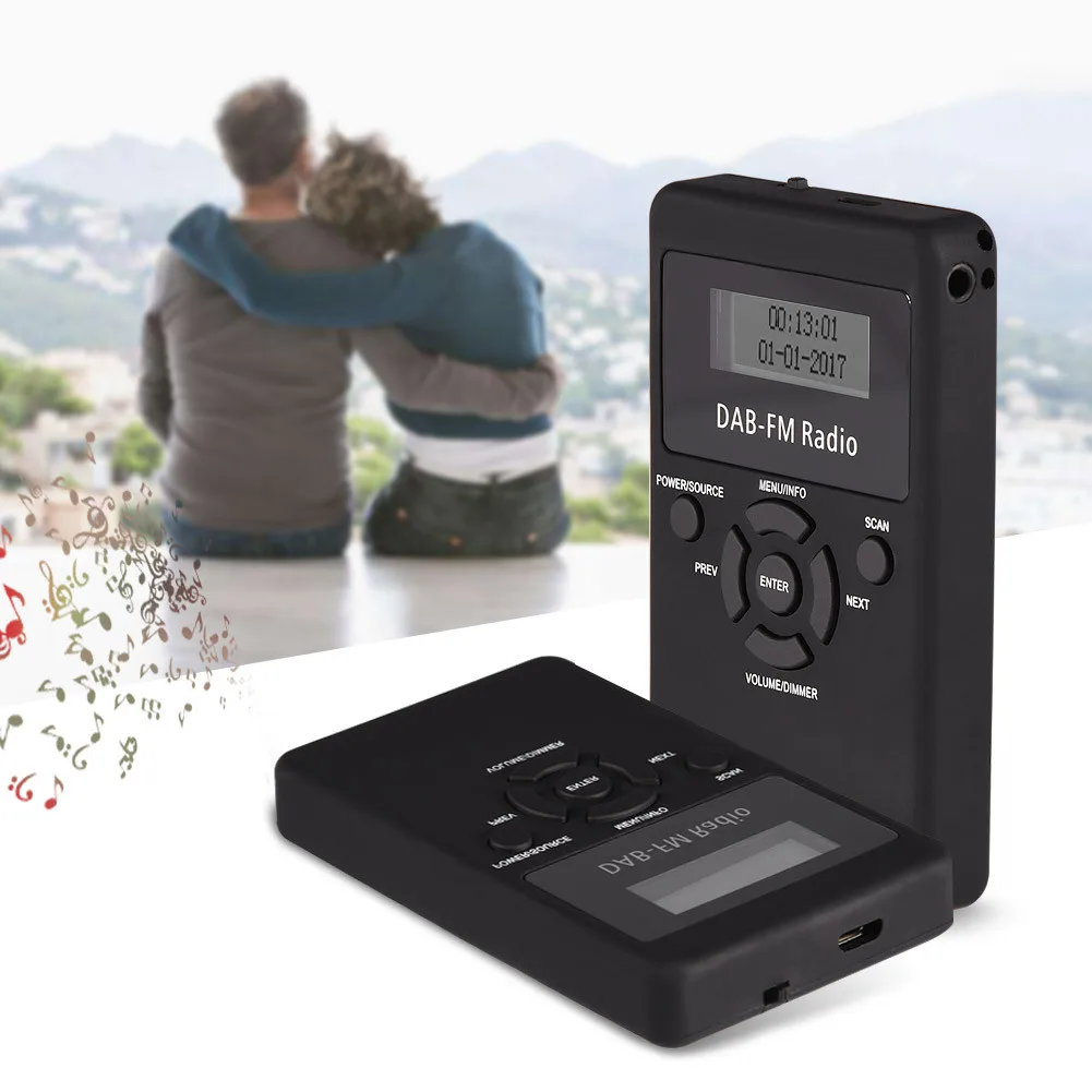 

Portable Mini Digital DAB Radio Dual Band DAB+ Receiver FM Radio Built-in battery with Earphones