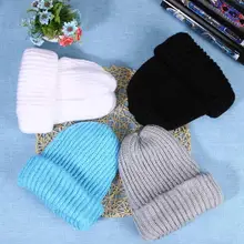 Модная однотонная шапка для мальчиков и девочек, меховые зимние теплые шапки, Новые шапки унисекс, вязаная шапка s