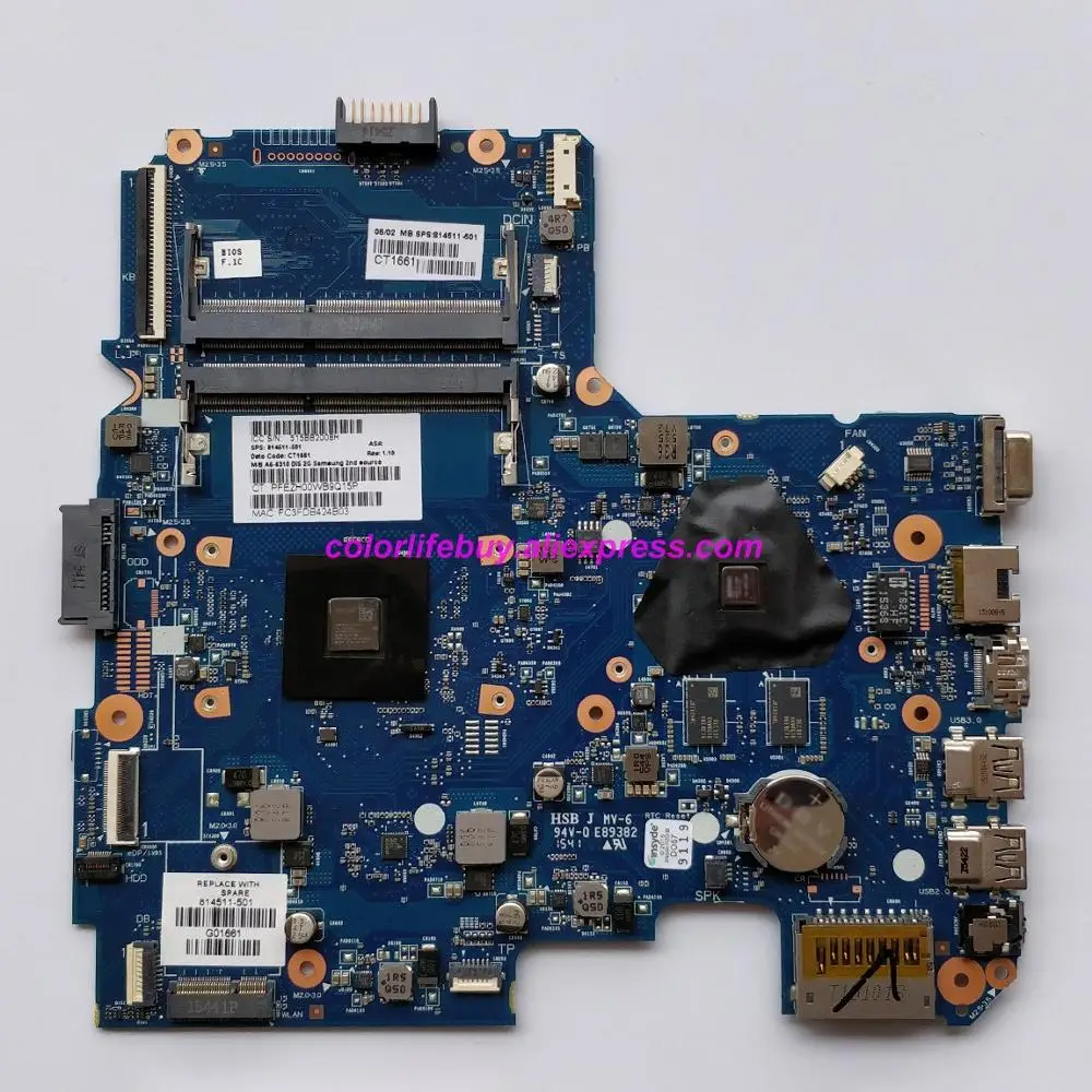 

Genuine 814511-501 814511-001 w R5M330/2GB A6-6310 CPU Laptop Motherboard Mainboard for HP 14-AF Series NoteBook PC