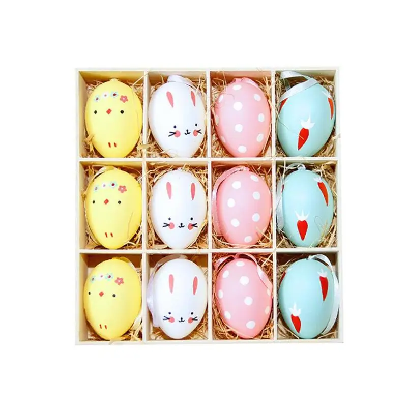 

1/3/12pcs DIYChildren Painting Egg Toy With Rope Plastic Rabbit Hanging Easter Eggs Ball Hang Craft Egg for Children Toys