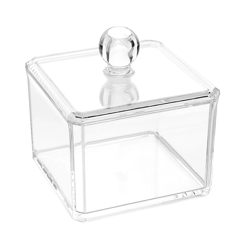 

Cosmetic Organizer 2 Pcs Cotton Ball And Swab Holder Organizer Clear Acrylic Cotton Pad Box Container Makeup Pads Cosmetics