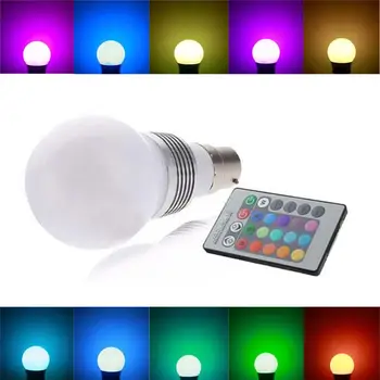 

B22 3W 16 Color Changing RGB LED Light Bulb Remote Control Globe Lamp 16 single colors and 3 light modes