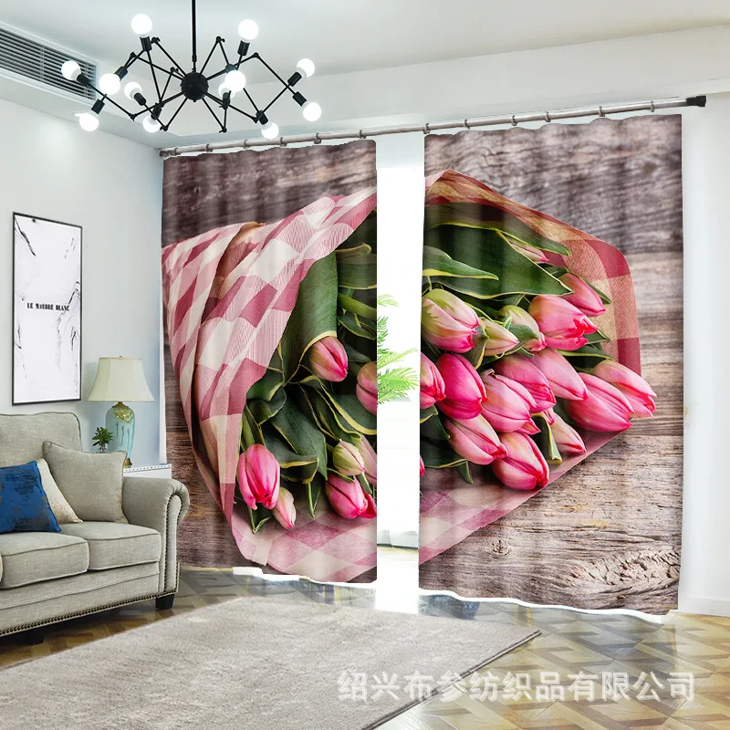 

plant 1set Digital print blackout curtains for window treatment blinds finished drapes window curtains Living room bedroom CU235