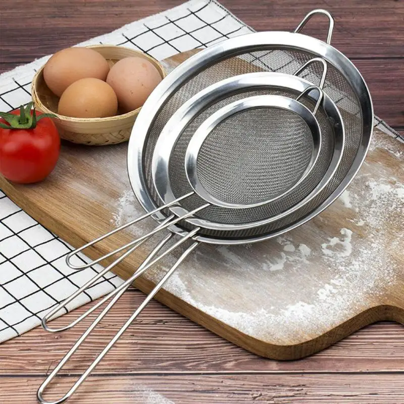 8 14 CM Stainless Steel Flour Sieve Wire Fine Mesh Oil Strainer High