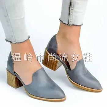 

2019 spring and autumn section pointed side empty with foreign trade large size ladies single shoes