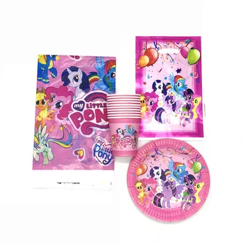 

My Little Pony Theme 61Pcs/Lot Boys Birthday Baby Shower Cups Plates Tablecloths Gift Bags Family Party Decorations Supplies