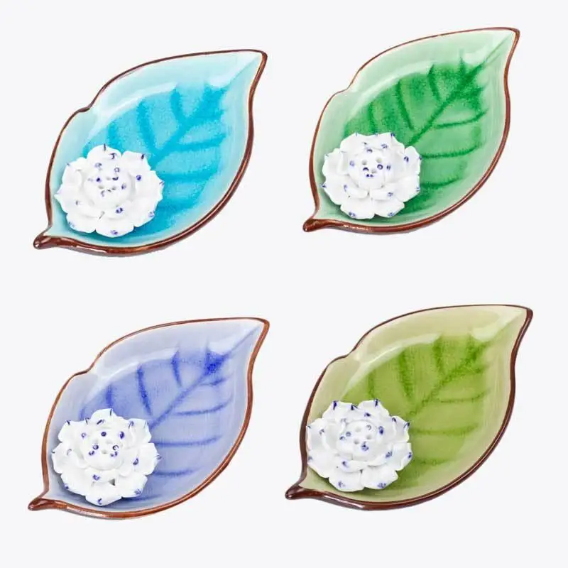 

Leaves Ceramic Incense Burner Lotus Flower Inserted Incense Censer Incense Holder Stick Incense Stand Usein Home Office Teahouse