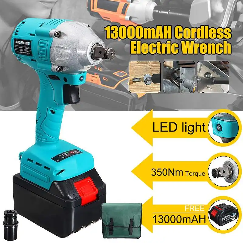 

350Nm 13000mah 12500rpm Brushless Electric Impact Wrench Cordless Rechargeable Lithium Battery Hand Drill Installation Tool