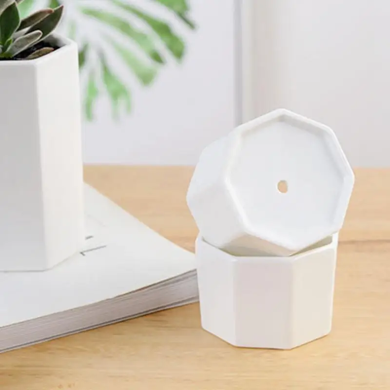 AUGKUN 1 шт. цветочный горшок для суккулентных растений гексагональной белый фарфор
