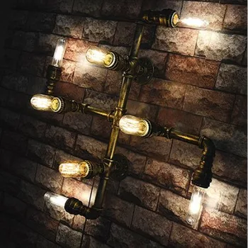 

Loft Style 8 Lights Water Pipe Wall Lamp Bedroom Vintage Edison Bulbs Light Desinger Cafe Bar Light Free Shipping