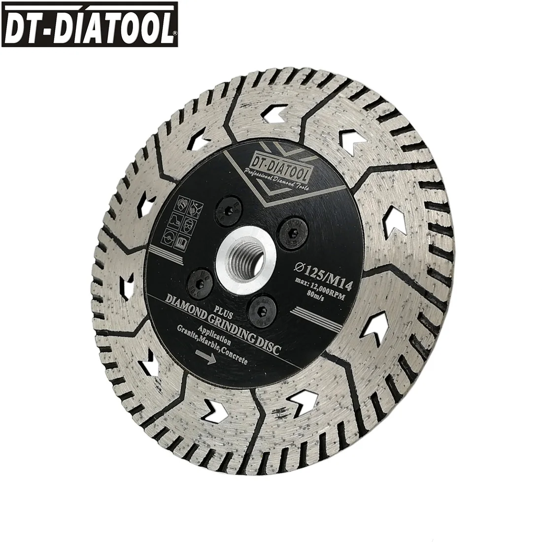 DT-DIATOOL 5" Diamond Blade (2-Pack) - For Beveling & Grinding Porcelain, Tile, Marble Edges, 125mm With Flange