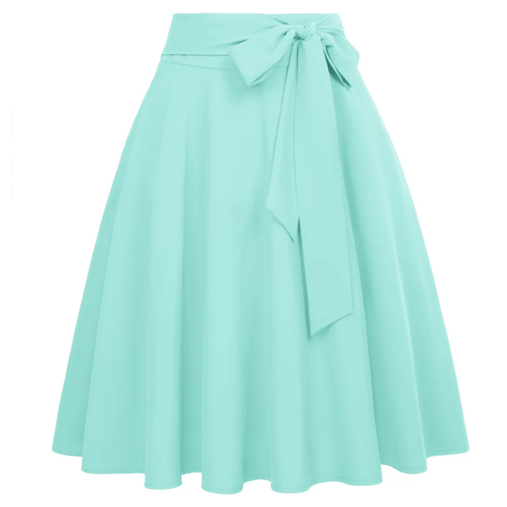 

Fashion Women's Skirt Solid Color High Waist Self-tie Bow-knot Embellished A-line Skirt Youth Energetic Casual Women Skirt 2019