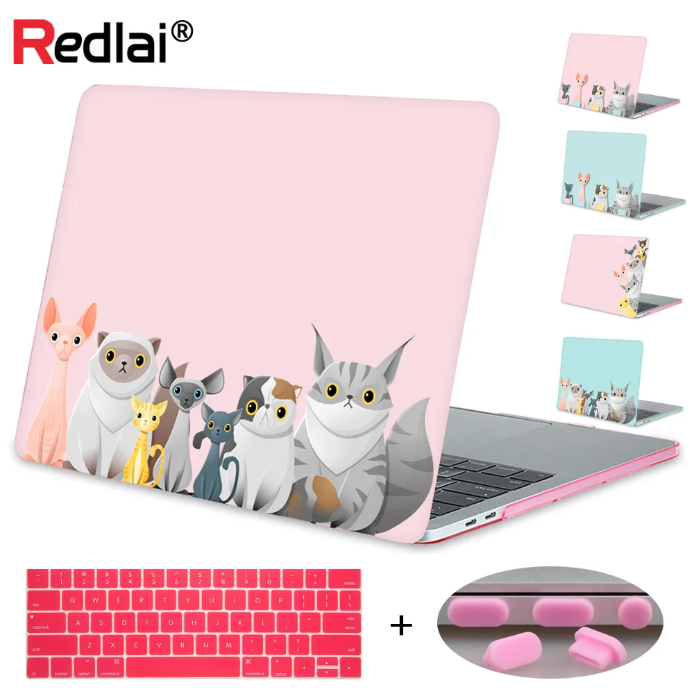 Чехол для ноутбука с принтами животных Redlai для Macbook Air Pro retina 11 12 13 1" кошачий семейный Жесткий Чехол для Mac book Pro 13 15 Touchbar