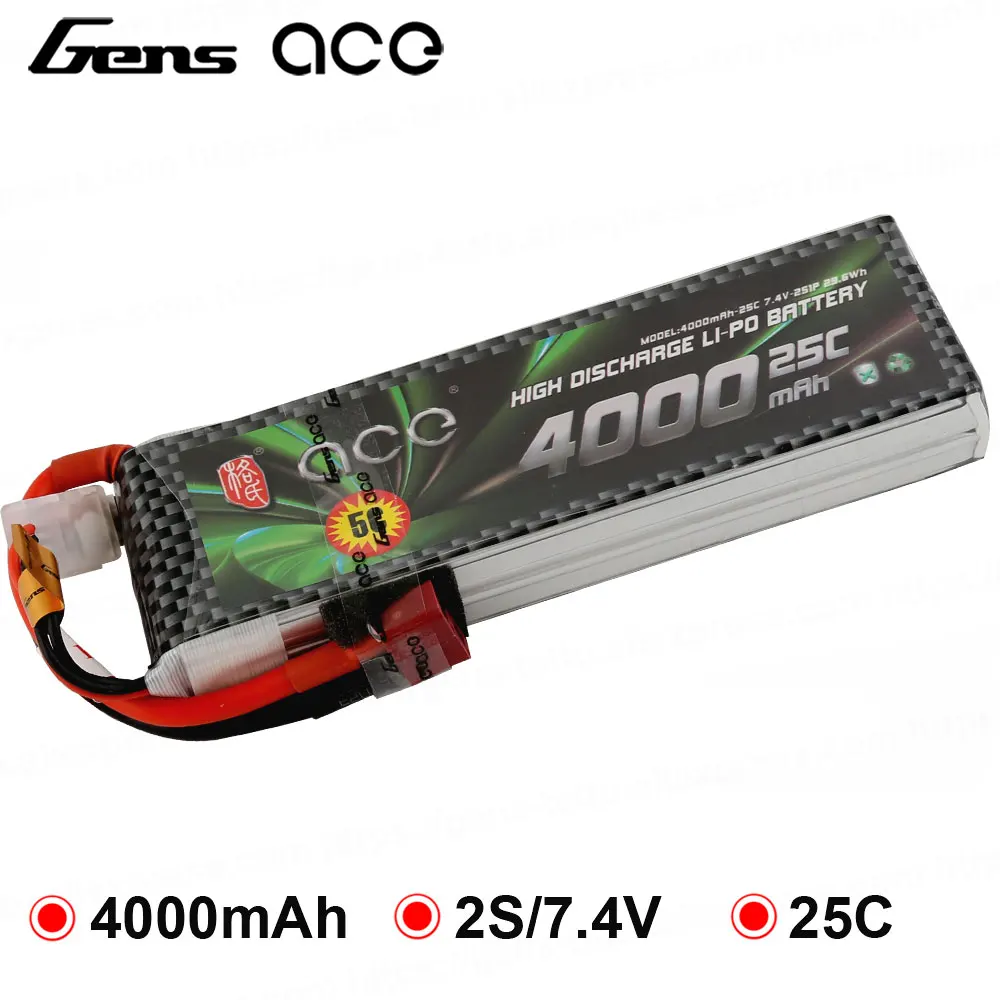 Литий полимерная батарея Gens ace 7 4 В 4000 мА · ч Lipo 2S 25C 50C Т образный разъем