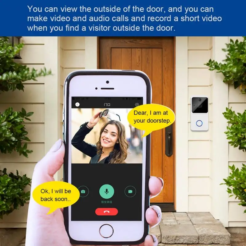 

ZC-IP03S 720P Wifi Camera Doorbell Wireless Battery Operated Doorbell Support Mobile Phone Monitoring Two-way Voice Intercom New