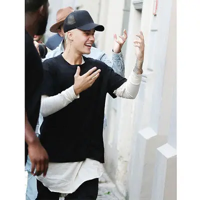 Cotton Flannel Trucker Hat with Adjustable Mesh Back Justin Bieber SOLID BLACK Baseball Caps