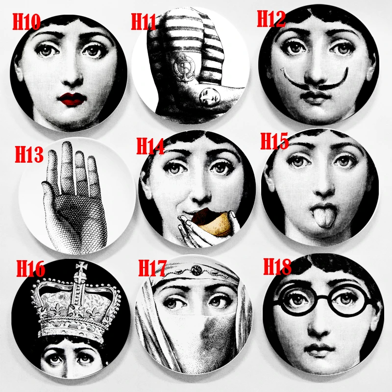 Новые керамические тарелки Fornasetti для украшения дома, фарфоровые настенные художественные тарелки, 8 дюймов