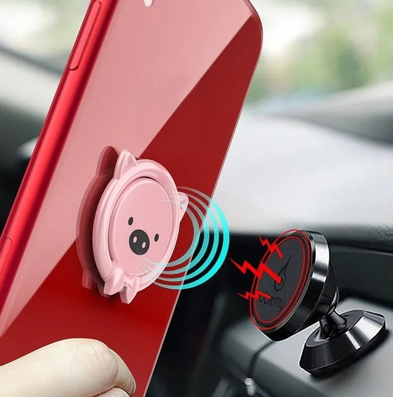 

Kawaii Cartoon Pig Mobile Phone Finger Ring Smartphone Stand Holder For iPhone Car Phone Holder Mount Stand