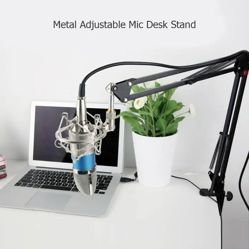 

Metal Adjustable Studio Recording Microphone Suspension Boom Scissor Arm Stand Holder With Mic Clip Table Mounting Clamp