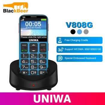 

UNIWA V808G Mobile Phone 3G WCAMA SOS Button 1400mAh 2.31 Inch Screen Old Man Cellphone Flashlight Torch Cell Phone For Elderly