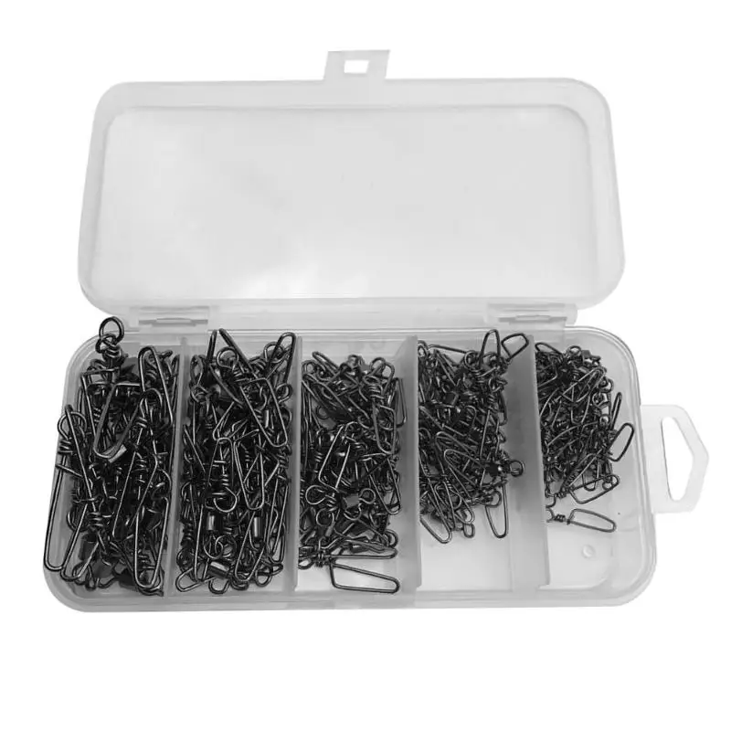 

150pcs/box Fishing Connector Pins Bearing Rolling Swivels with Snaps Tackle