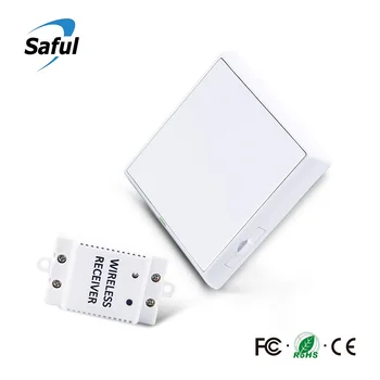 

Saful 433MHz White Wireless Remote Control Switch 1 Gang 1 Way Push button Switch Waterproof Wall Switch For Smart Home Light