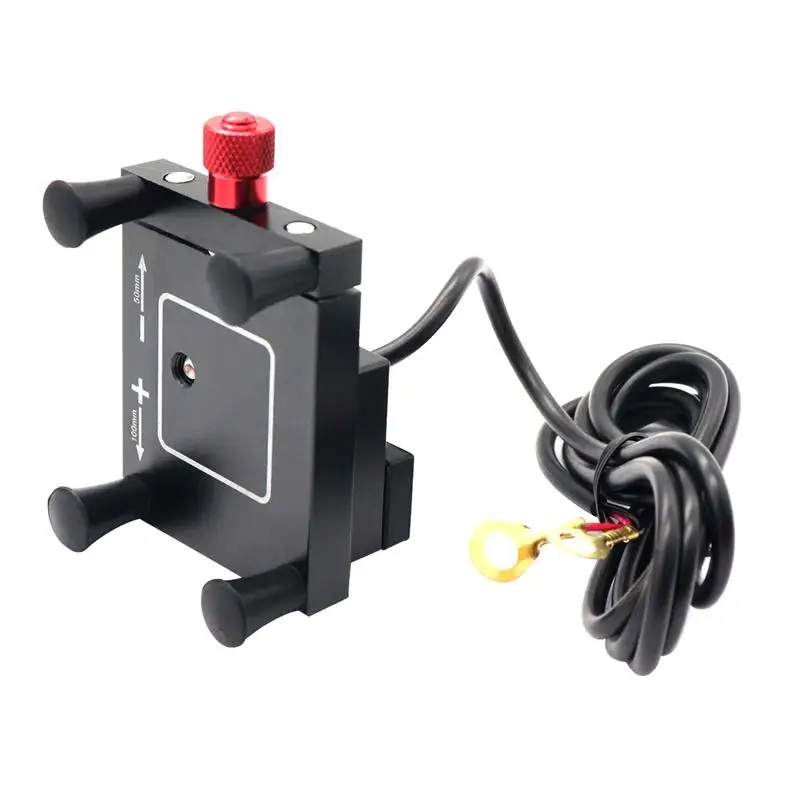 

12V Motorcycle Phone Holder 360 Degree Rotation Mobile Phone Charger Bracket Stand Black