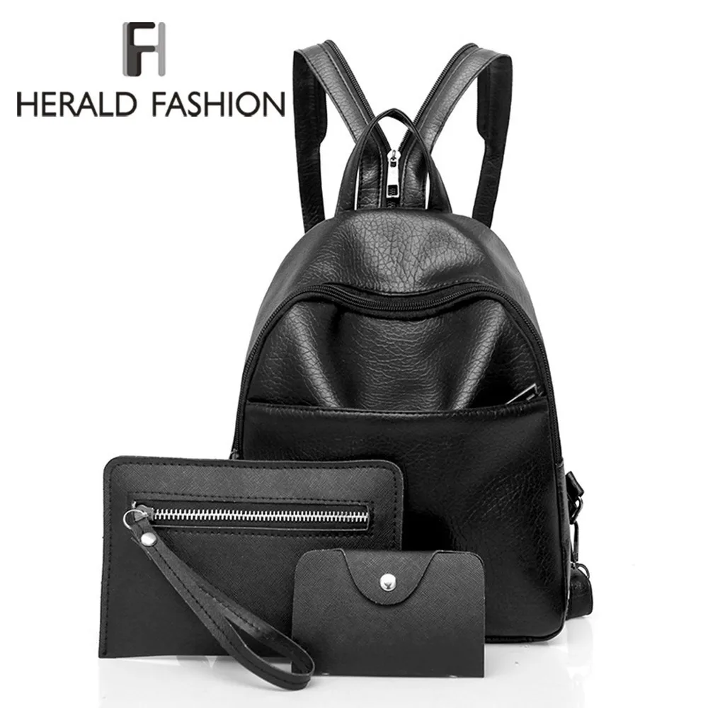 Herald модный простой женский рюкзак, качественные кожаные рюкзаки для девочек-подростков, женская школьная сумка на плечо, рюкзак mochila Sac