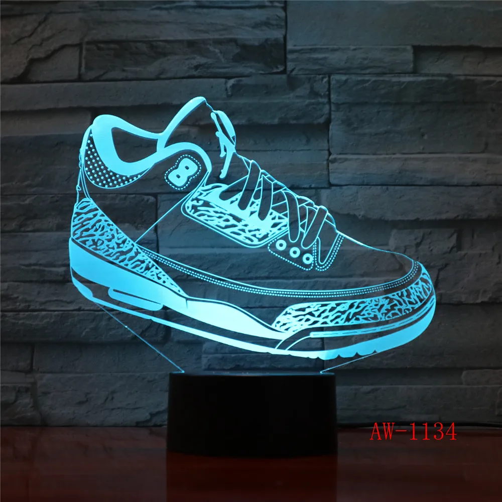 

Mood Lighting Visual Casual Shoe Styling Table Lamp Kid Bedroom 3D LED Touch Switch Colorful Gradient NightLight AW-1134