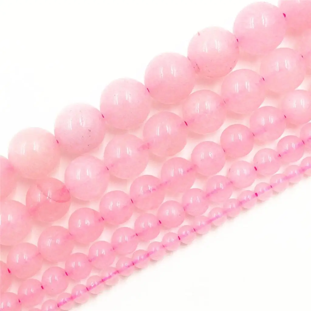 

Charming Jewelry Making Space Loose Beads 4 6 8 10 12mm Wholesale DIY For Necklace Bracelet New Natural Pink Crystal Stone