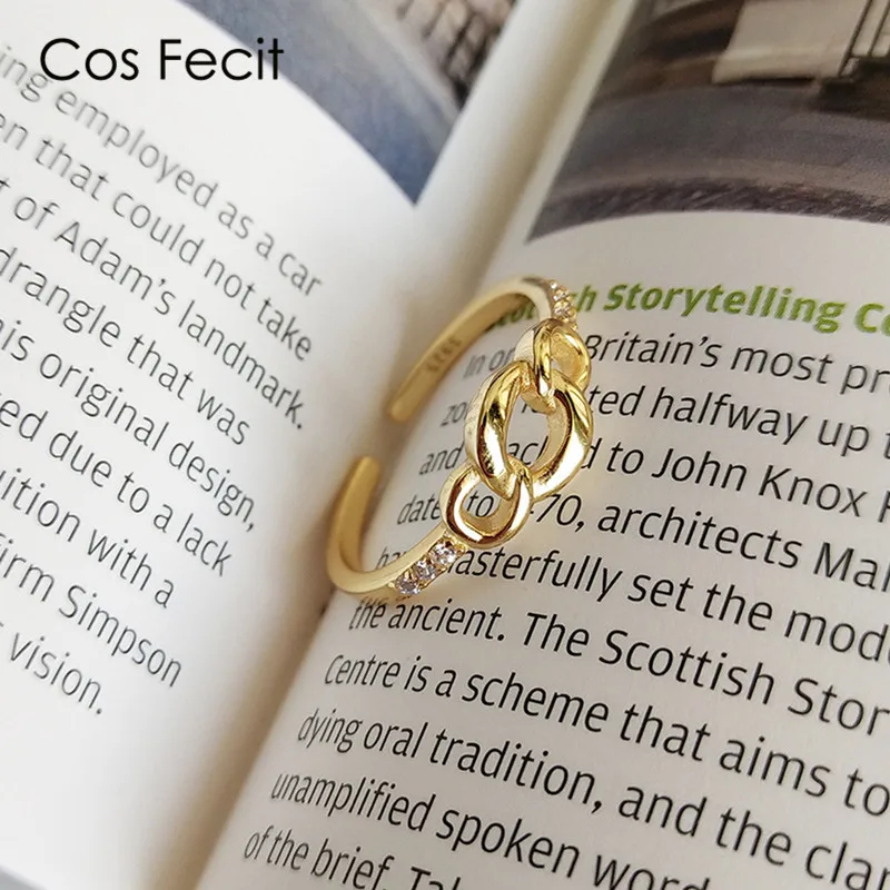 CosFecit Настоящее серебро 925 Кольцо Циркон Открытие для девочек женские кольца