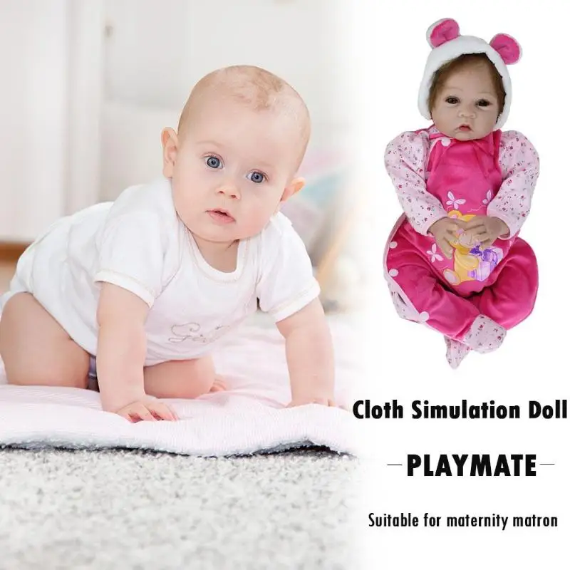 

Simulated Doll Reborn birthday Gift 55cm Bear Cloth Cotton Simulation Doll Lifelike Vinyl Reborn Baby Doll Baby Reborn Doll For