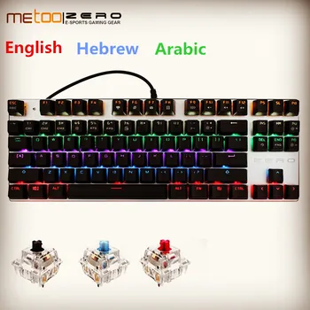 

Metoo Edition Mechanical Keyboard 87 keys 104 keys Blue Switch Gaming Keyboards for Tablet Desktop Russian Arabic Hebrew