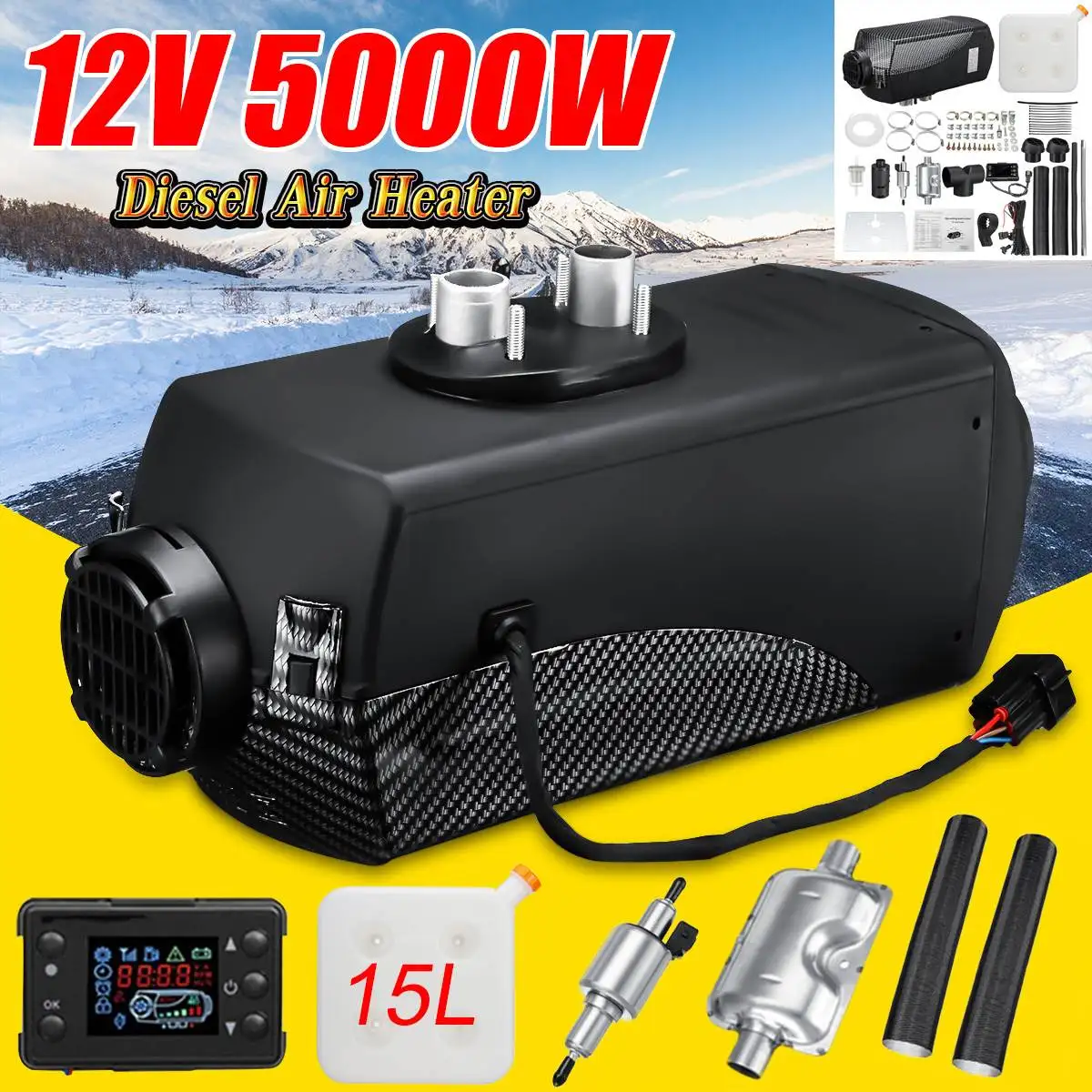 

Audew 12V 5KW Car Heater Diesels Air Parking Heater LCD Monitor Switch + 15L Tank&Silencer for Trucks Bus Trailer Motorhome