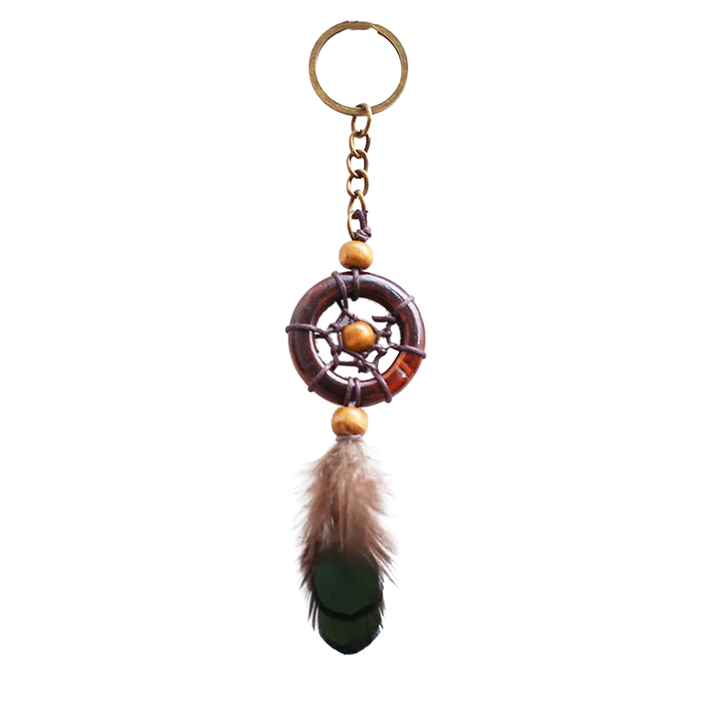 

1pc Dream Catcher Beaded Feather Keyring Keychain Dreamcatcher Circular Net Car Rear View Mirror Pendant Charm Home Decor