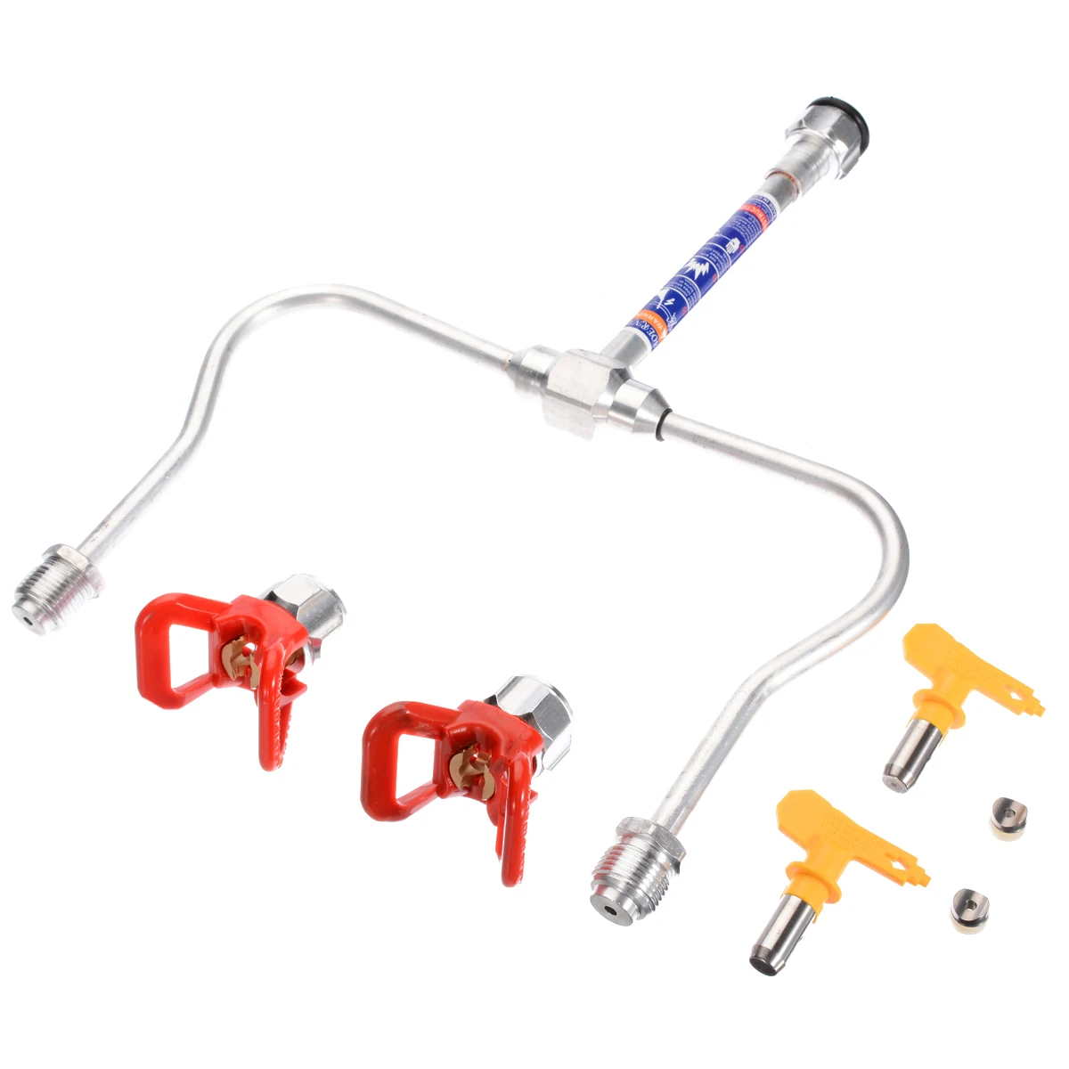 

Airless Paint Spray Gun Professional Extension Pole Double Nozzle Head with Tips Guard Powerful Painting Tool