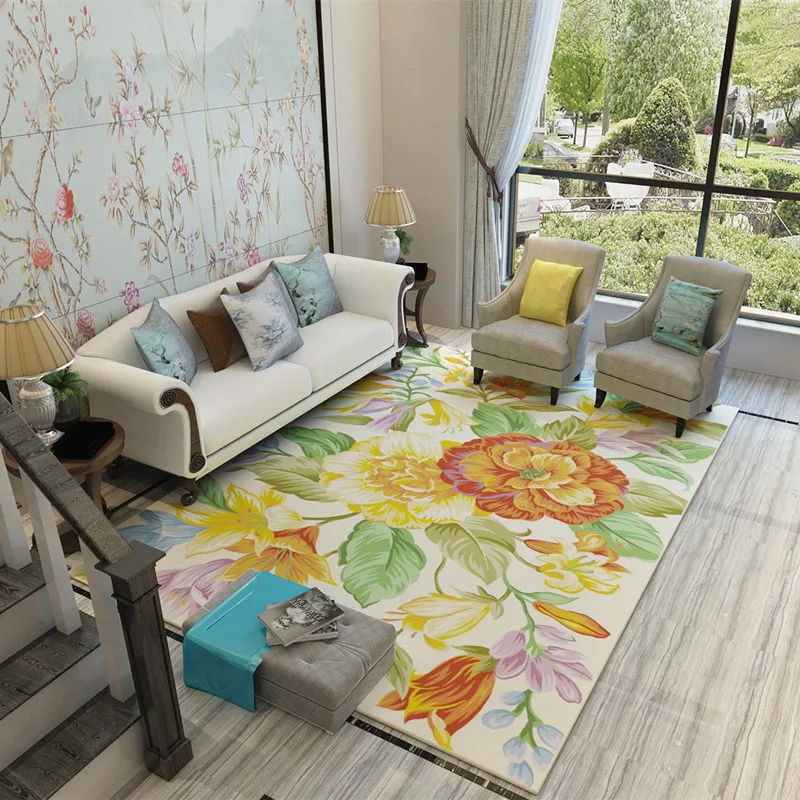 Американский Стиль цветок ковры для Гостиная Романтический анти-скольжения диван Ева коврик стол tapetes para sala de estar