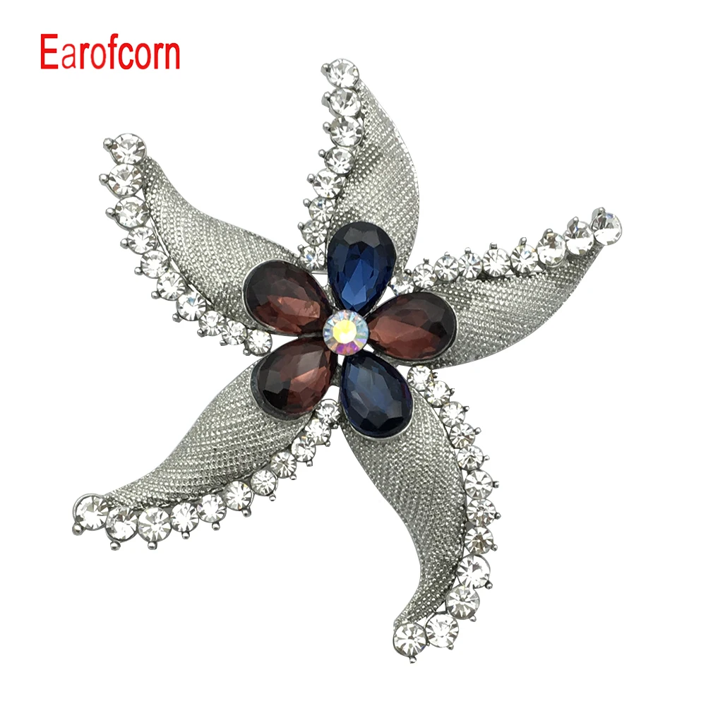 

Earofcorn Trendy Star Brooches Coat Backpack Jewelry Crystal Cute Accessories Five stars brooch