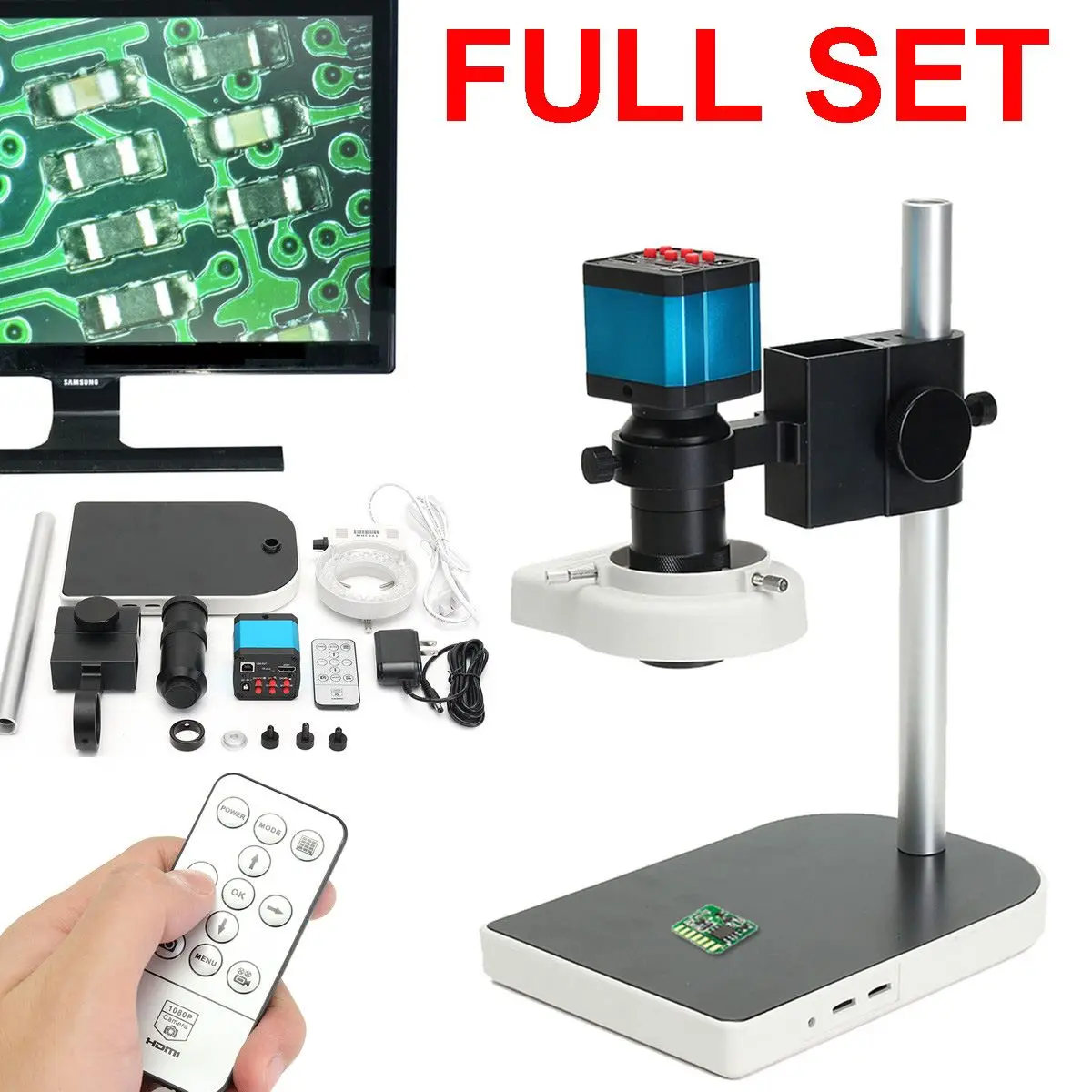 

14MP USB Digital Microscope Camera 1080P HDMI Digital Industrial Electronic Video Microscope Set Camera C-mount with LED Light