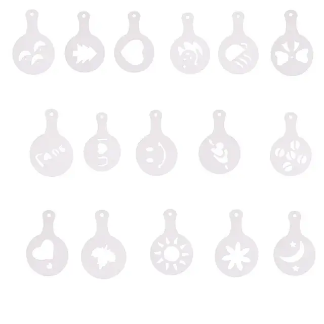Special Price 16pcs Cake Coffee DIY Decoration Mold Fondant Pattern Printing Stencils Coffee Flower Mold 