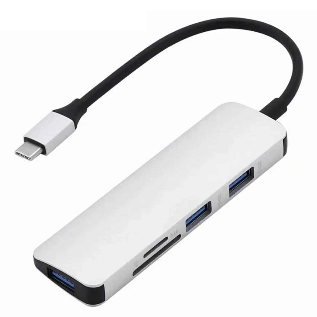 5 в 1 USB C концентратор в любом месте, где вам нужно 5-в-1 USB-C type-C к USB 3,0 адаптер SD/TF Серебряная карточка Reader